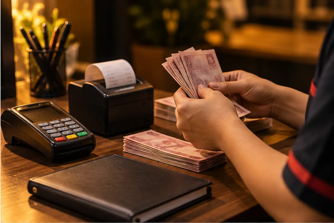 Meja layanan setor-tarik, transfer, dan bayar tagihan bulanan
